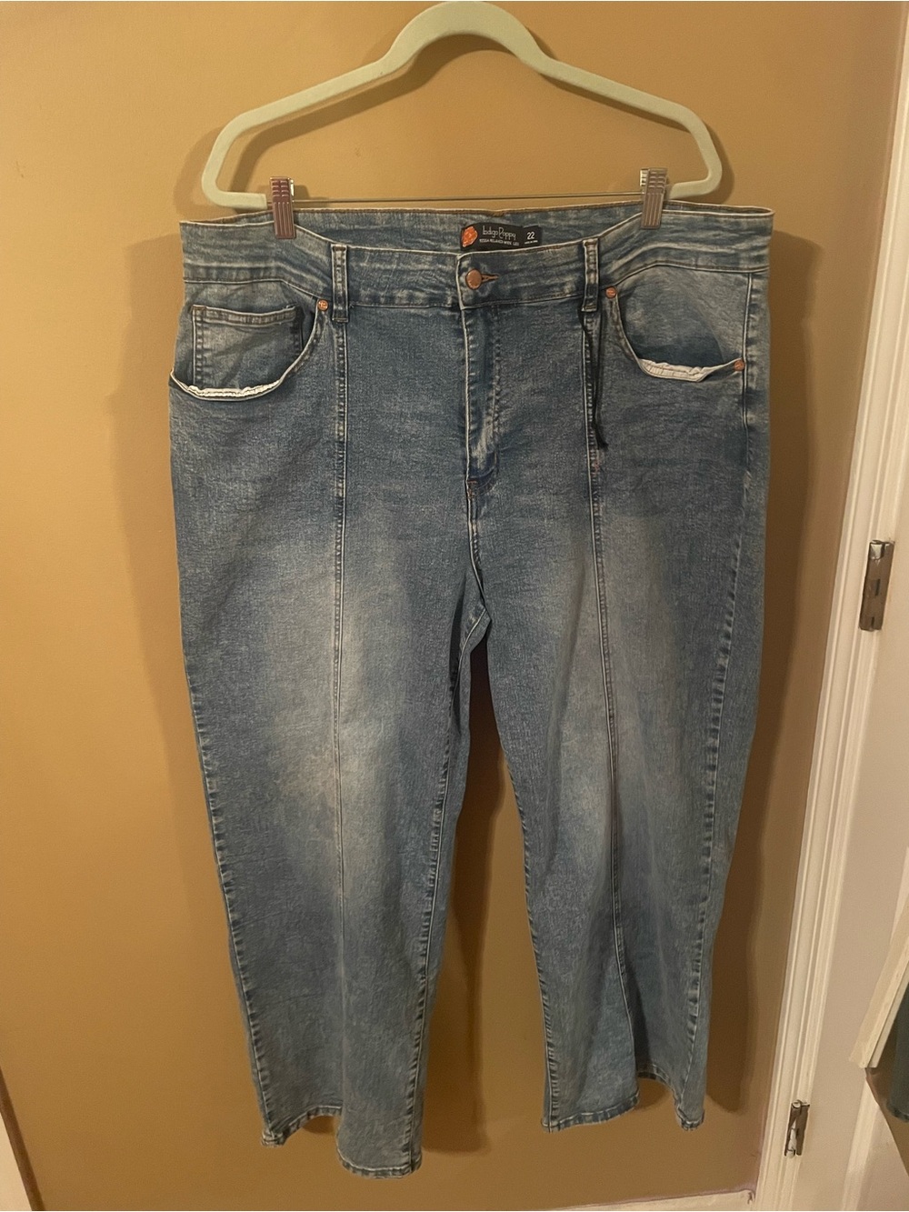 Indigo poppy Relaxed Wide Leg Jeans - Light Blue - Size 22